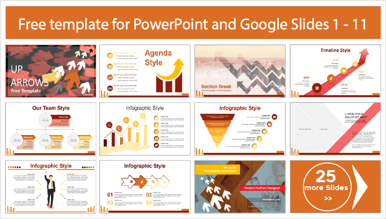 Modelos de Setas Ascendentes para PowerPoint e Google Slides, descarregáveis gratuitamente.