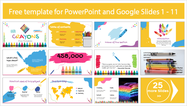 Plantillas de Crayones para descargar gratis para PowerPoint y Google Slides.