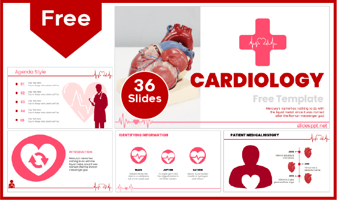 Modelo gratuito de Cardiologia para PowerPoint e Google Slides.