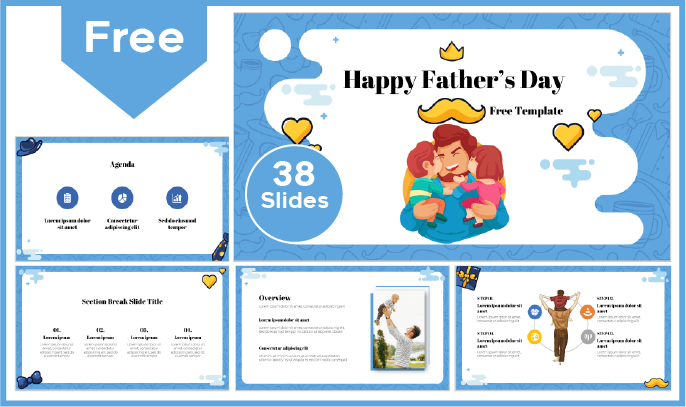 Modelo gratuito do Dia do Pai para crianças para PowerPoint e Google Slides.