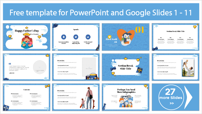 Modèles de fête des pères pour enfants à télécharger gratuitement pour PowerPoint et Google Slides.