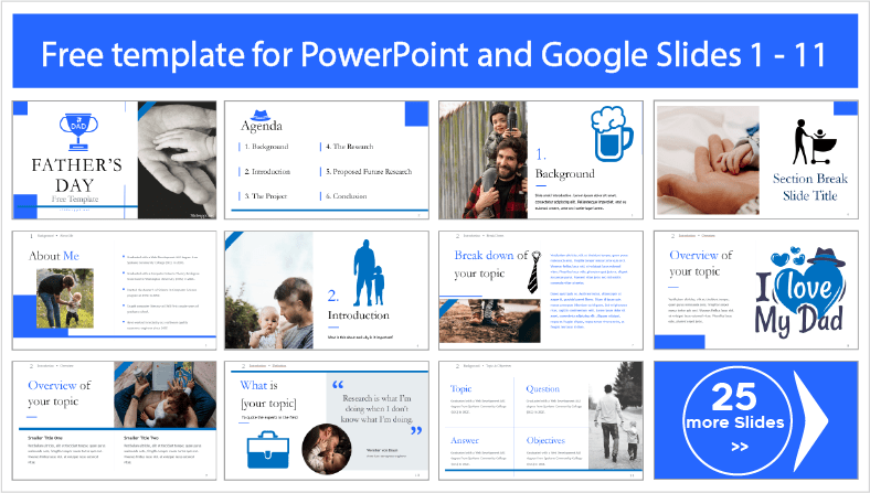 Modèles professionnels pour la fête des pères à télécharger gratuitement pour PowerPoint et Google Slides.