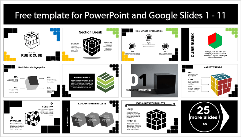 Modelos de cubos de Rubik para download gratuito para PowerPoint e Google Slides.