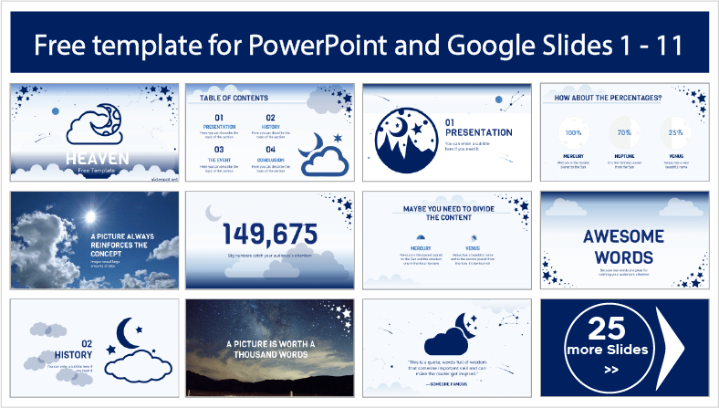 Modelos de céu descarregáveis gratuitamente para PowerPoint e Google Slides.