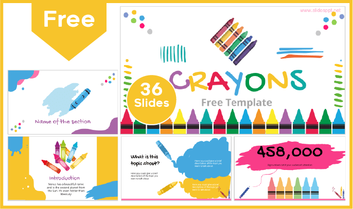 Plantilla de Crayones gratis para PowerPoint y Google Slides.