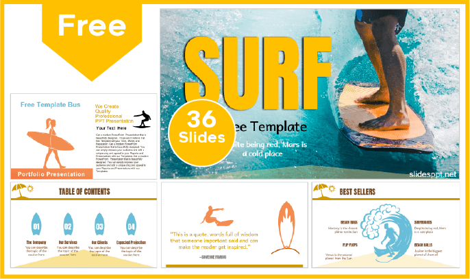 Modelo de surfe gratuito para PowerPoint e Google Slides.