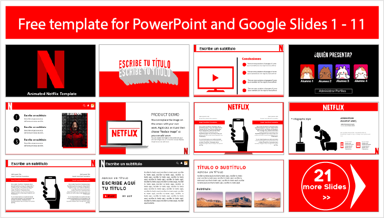Modelos animados Netflix para download gratuito em PowerPoint e Google Slides.