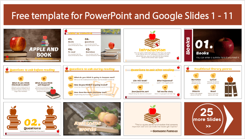 Plantillas de Manzana sobre Libro para descargar gratis en PowerPoint y Google Slides.