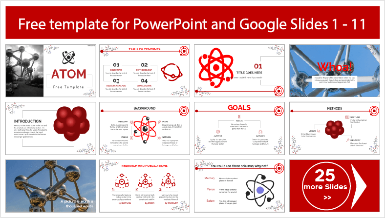 Modelos de Átomo para download gratuito em PowerPoint e Google Slides.