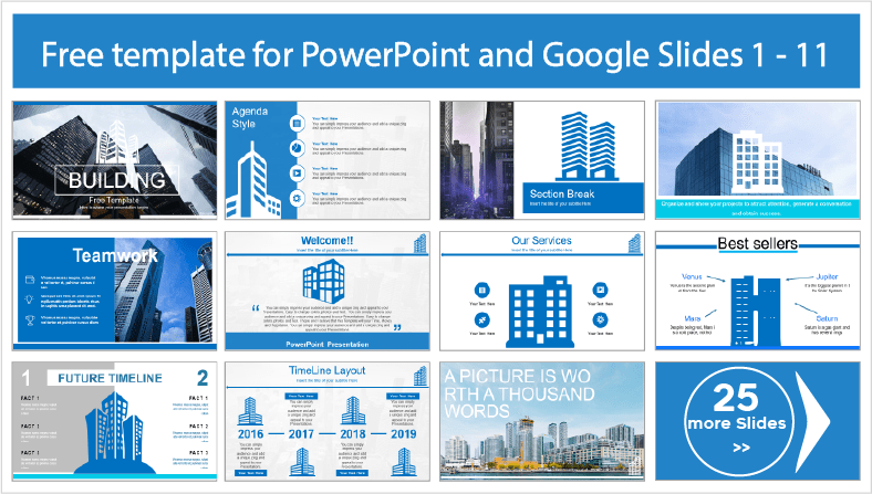 Descarregar gratuitamente os modelos de construção para PowerPoint e Google Slides.