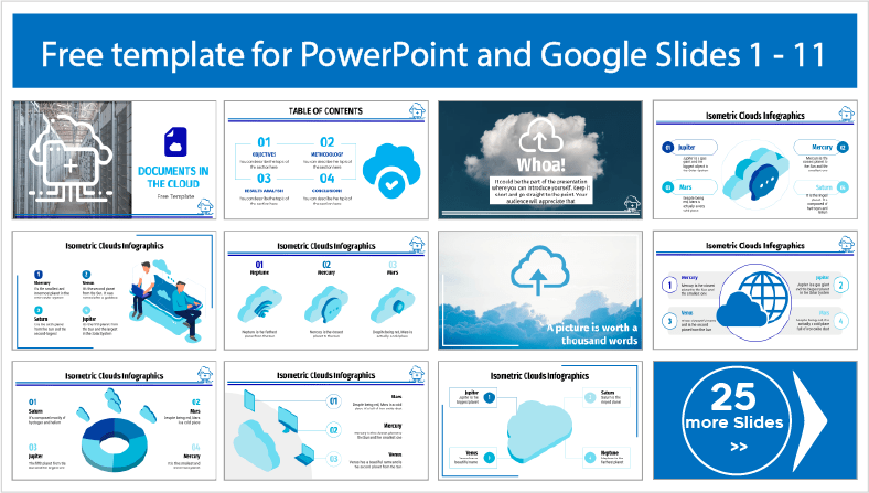 Kostenlos herunterladbare Cloud-Dokumentvorlagen für PowerPoint und Google Slides.