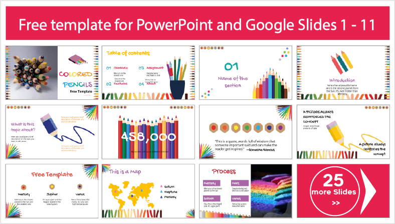 Kostenlos herunterladbare Buntstiftvorlagen für PowerPoint und Google Slides.