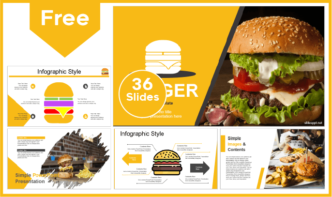 Modèle gratuit de hamburger pour PowerPoint et Google Slides.