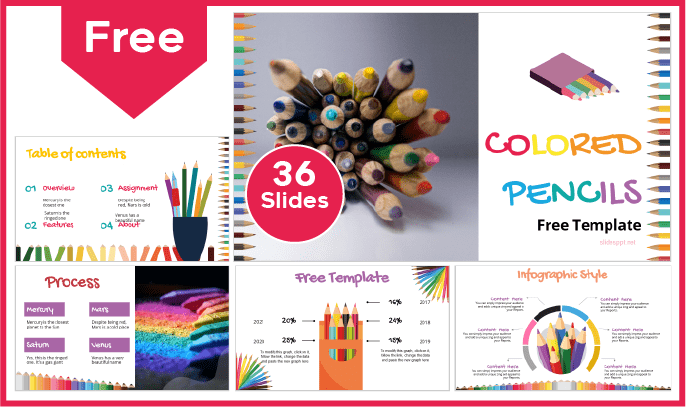 Plantilla de Lápices de Colores gratis para PowerPoint y Google Slides.