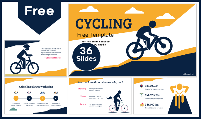 Modèle gratuit de cyclisme pour PowerPoint et Google Slides.