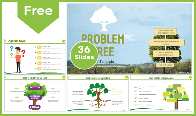 Plantilla de Árbol de Problemas gratis para PowerPoint y Google Slides.