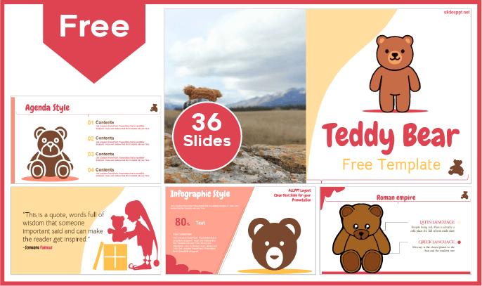 Modèle gratuit d'ours en peluche pour PowerPoint et Google Slides.