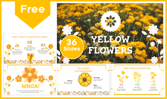Modelo gratuito de Flores Amarelas para PowerPoint e Google Slides.
