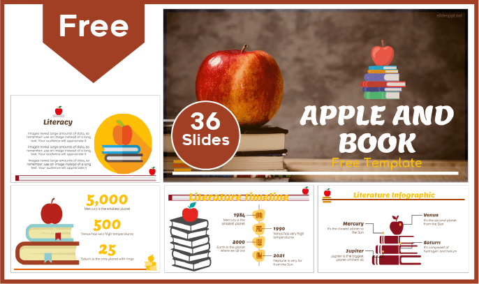Modèle gratuit de livre sur la pomme pour PowerPoint et Google Slides.