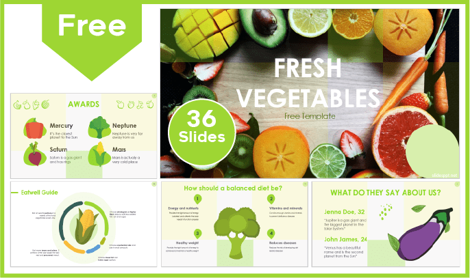 Modèle gratuit de légumes frais pour PowerPoint et Google Slides.