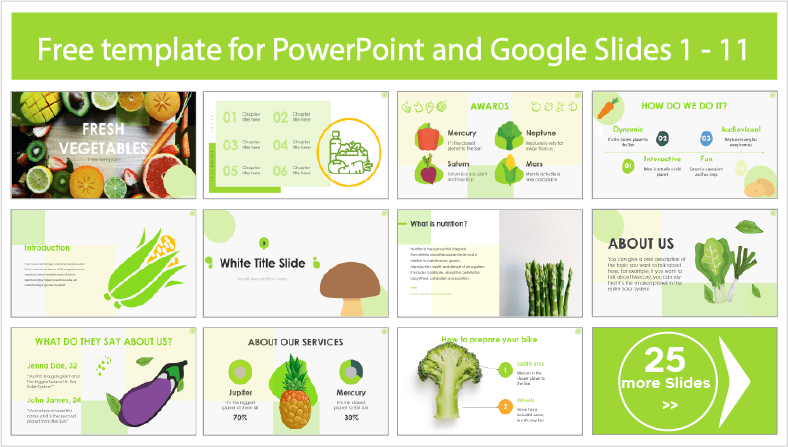 Modèles de légumes frais à télécharger gratuitement dans PowerPoint et Google Slides.