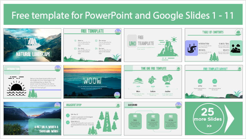 Modelos Paisagísticos Naturais para PowerPoint e Google Slides, descarregáveis gratuitamente.
