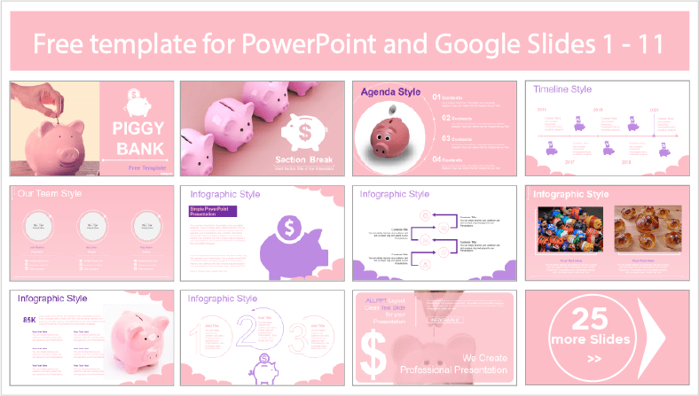Laden Sie kostenlose Sparschwein-Vorlagen für PowerPoint und Google Slides herunter.