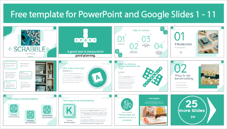 Descargar gratis plantillas estilo Scrabble para PowerPoint y temas Google Slides.