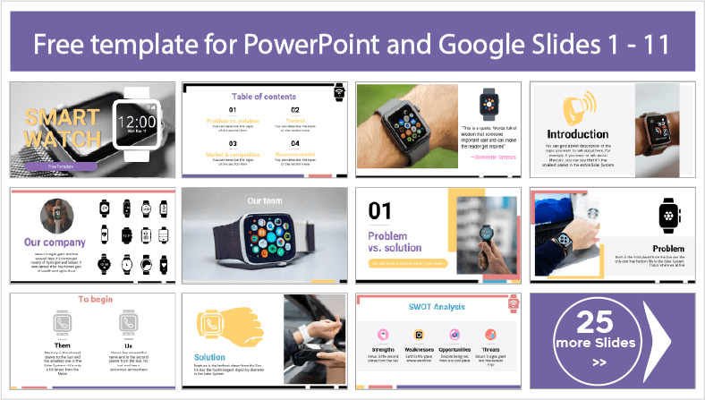 Free downloadable smartwatch templates in PowerPoint and Google Slides.