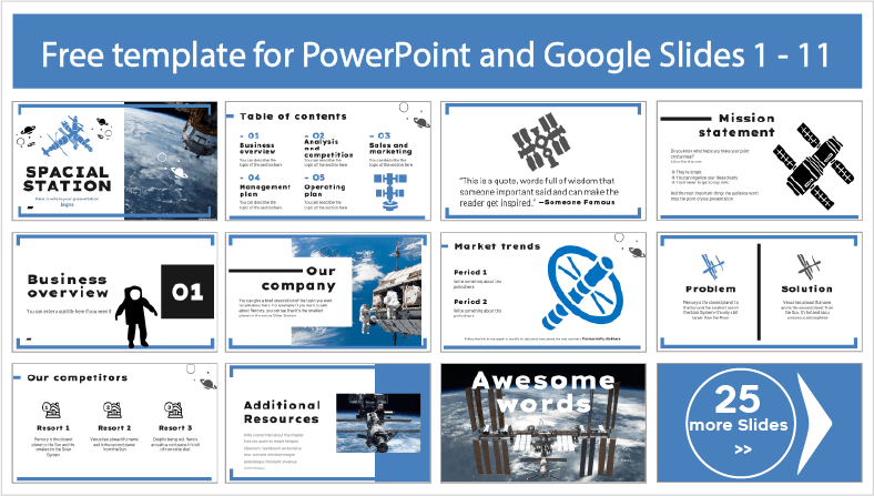 Téléchargez gratuitement des modèles de station spatiale pour PowerPoint et Google Slides.