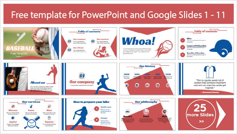Modelos de basebol gratuitos para descarregar em PowerPoint e Google Slides.