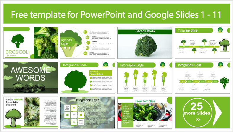 Descarregar modelos gratuitos de brócolos para PowerPoint e Google Slides.