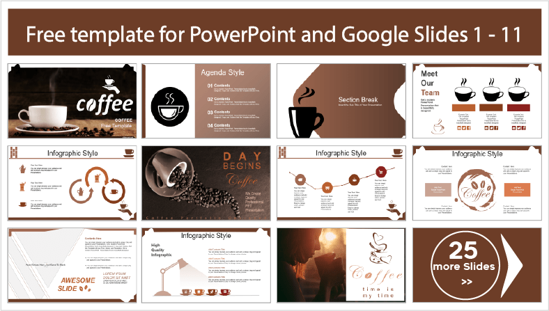 Kostenlos herunterladbare Kaffeevorlagen für PowerPoint und Google Slides.