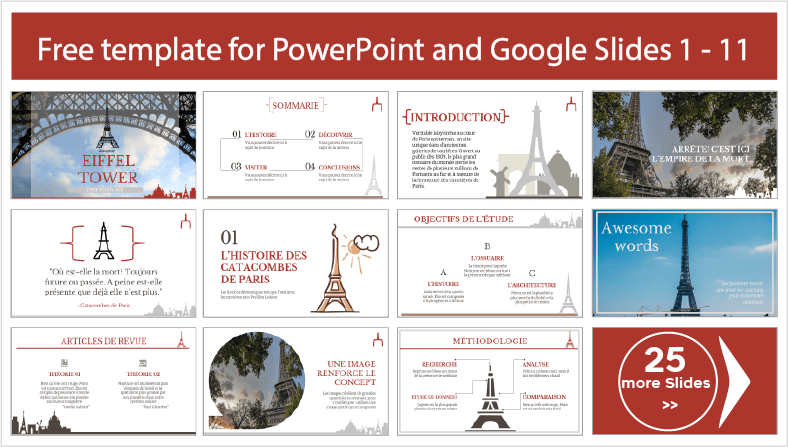Modelos da Torre Eiffel para download gratuito em PowerPoint e Google Slides.