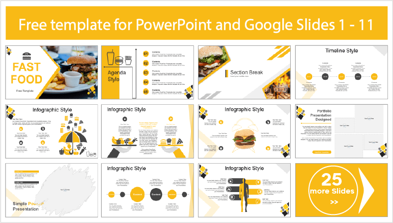 Modelos de Fast Food para download gratuito em PowerPoint e Google Slides.