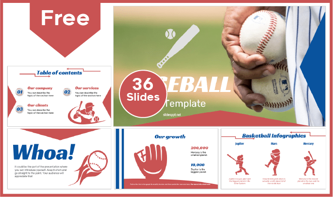 Modelo de basebol gratuito para PowerPoint e Google Slides.
