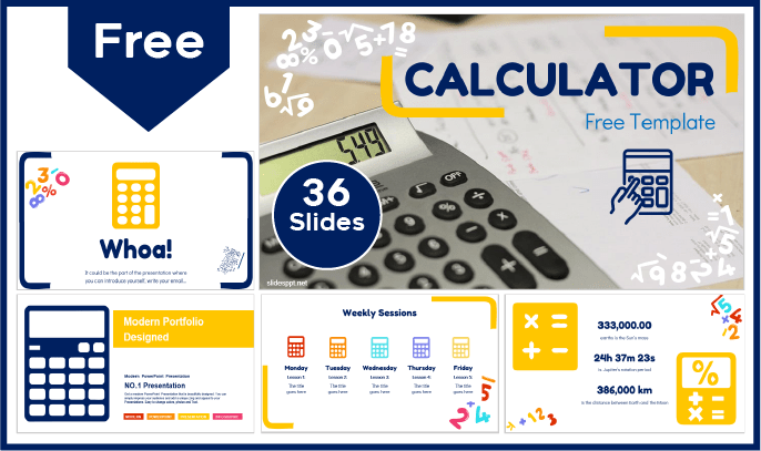 Modelo de calculadora gratuito para PowerPoint e Google Slides.