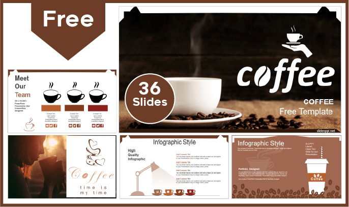 Modelo de café gratuito para PowerPoint e Google Slides.