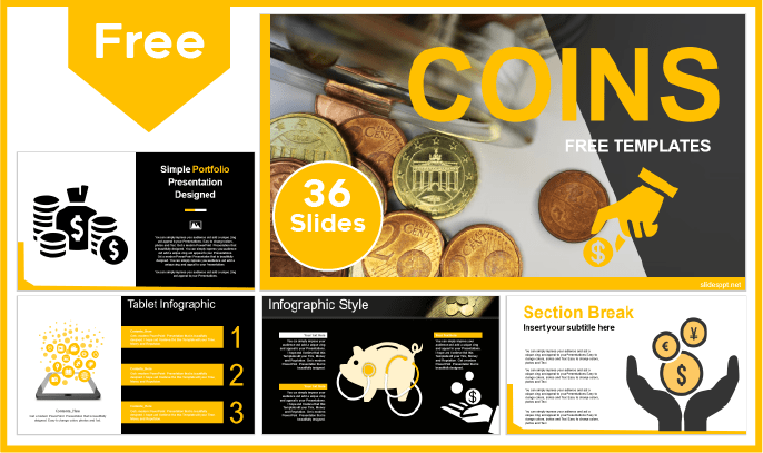 Kostenlose Münzen Vorlage für PowerPoint und Google Slides.