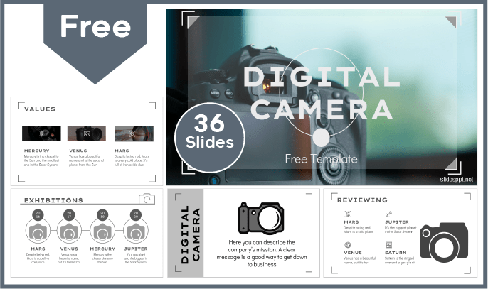 Plantilla de Cámara Digital gratis para PowerPoint y Google Slides.