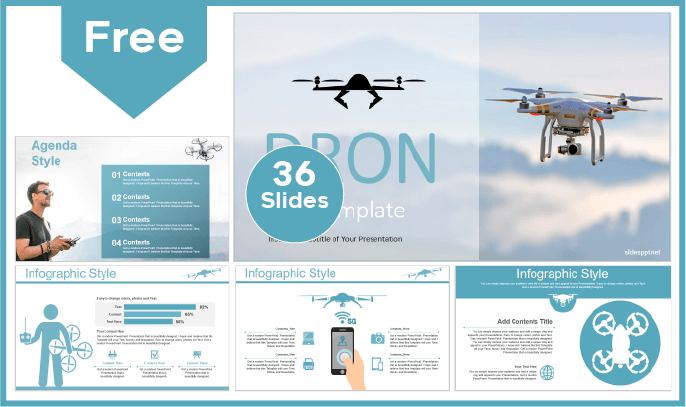 Modelo Dron gratuito para PowerPoint e Google Slides.