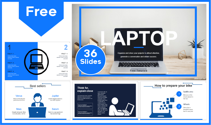 Modelo de Laptop gratuito para PowerPoint e Google Slides.
