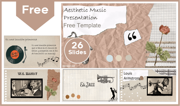 Modelo aesthetic gratuito de música para PowerPoint e Google Slides.