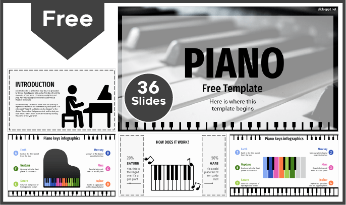 Modelo de Piano gratuito para PowerPoint e Google Slides.