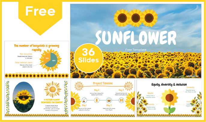Kostenlose Sonnenblumenvorlage für PowerPoint und Google Slides.