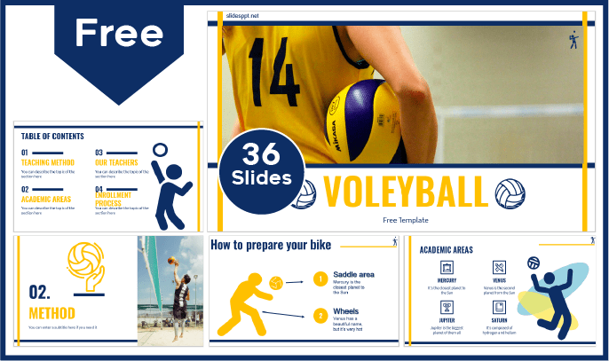Modelo de voleibol gratuito para PowerPoint e Google Slides.