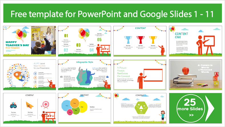 Lehrertag-Vorlagen für Kinder zum kostenlosen Herunterladen in PowerPoint und Google Slides.