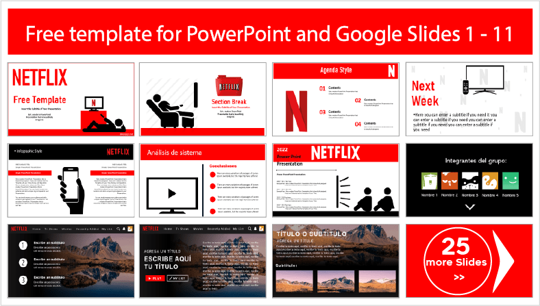 Netflix style templates for free download in PowerPoint and Google Slides.