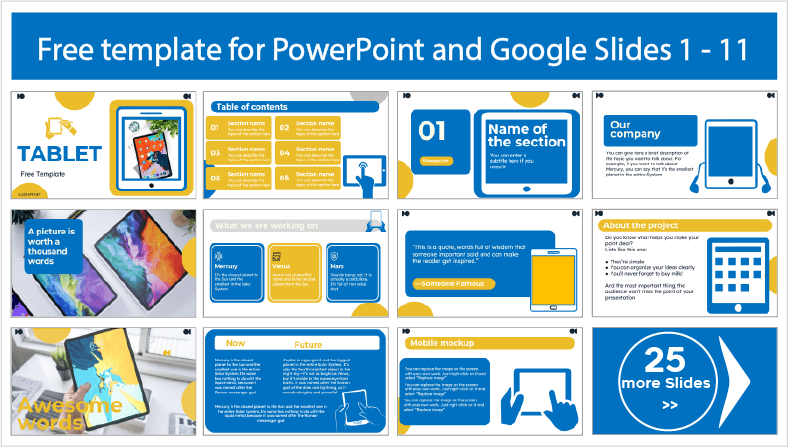 Descarregar gratuitamente os modelos Tablet para PowerPoint e Google Slides.