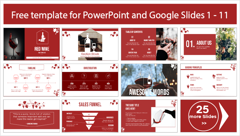 Modèles de vin téléchargeables gratuitement pour PowerPoint et Google Slides.